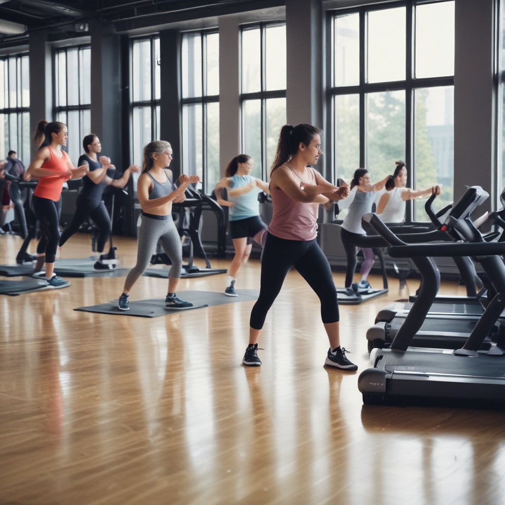 People exercising in gym